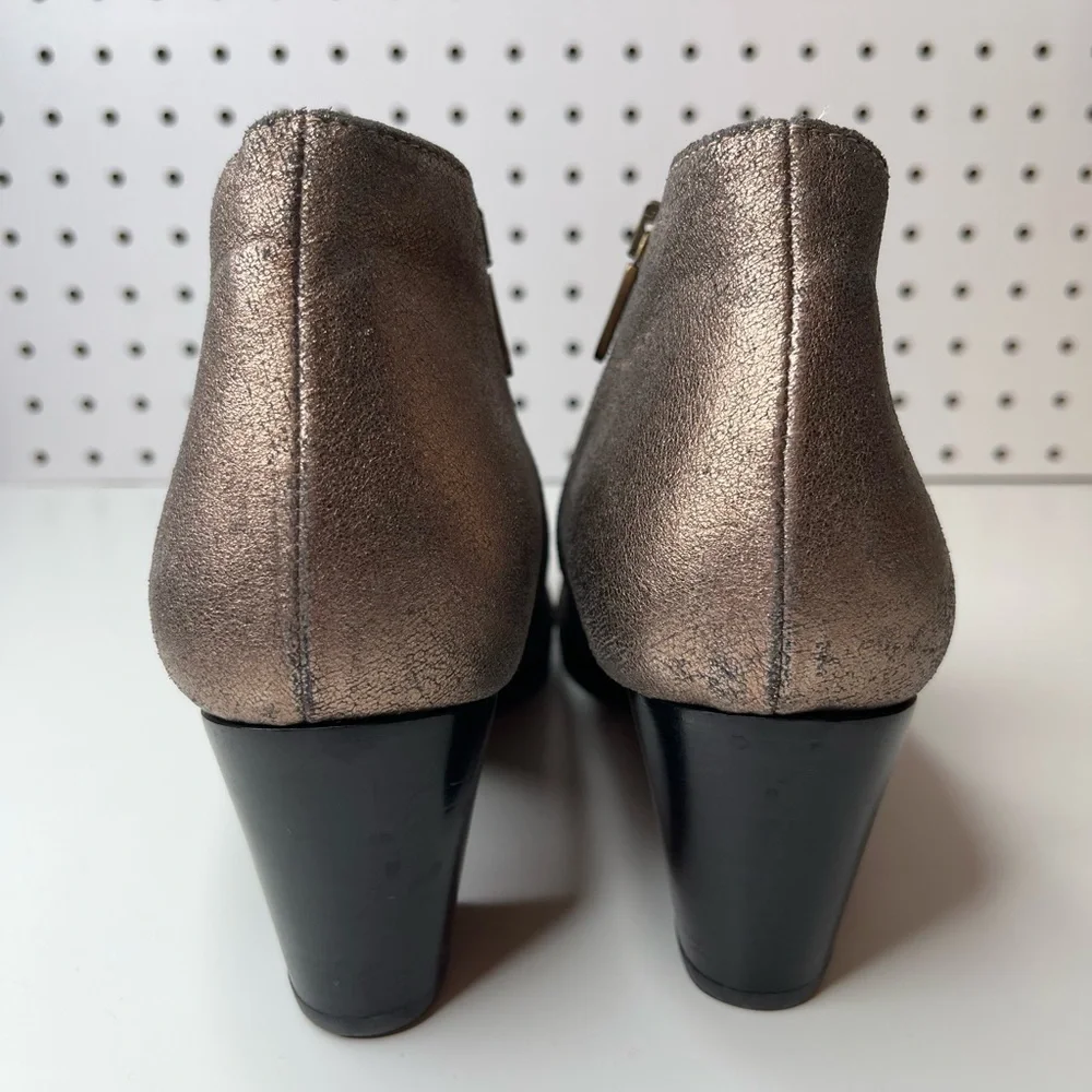 Italeau Marisa Booties EU 39 US 8.5 Gold Leather Waterproof Block Heel Metallic - Picture 5 of 16